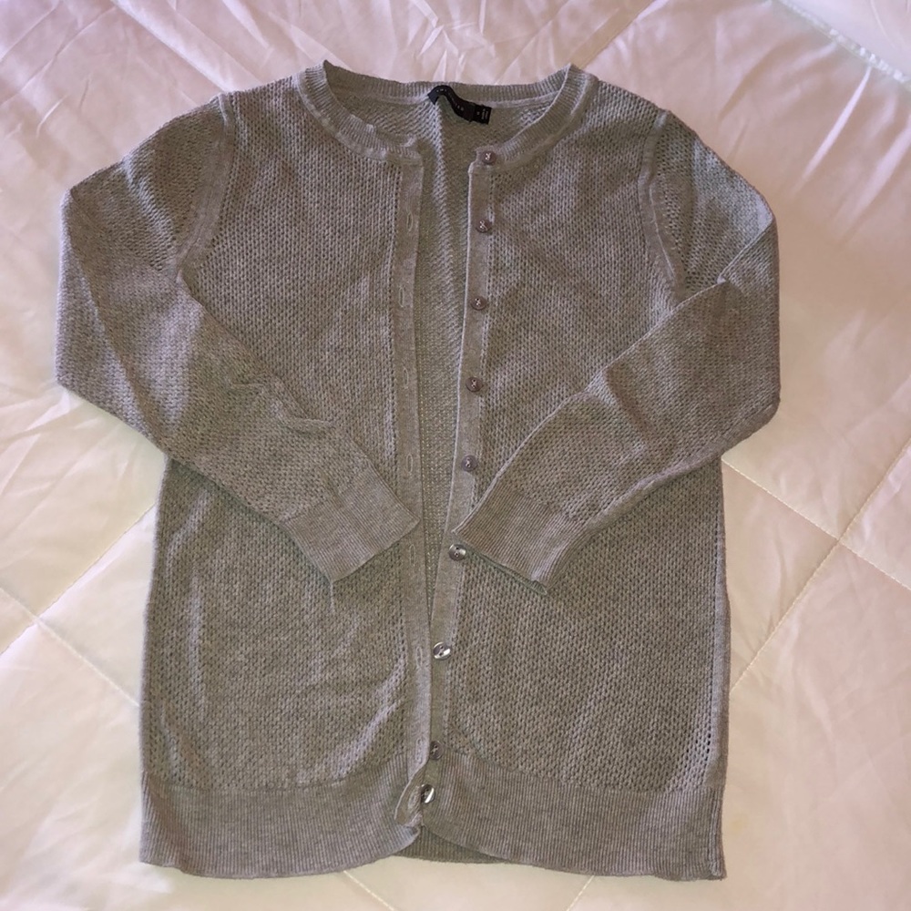 Gray Open Knit Cardigan